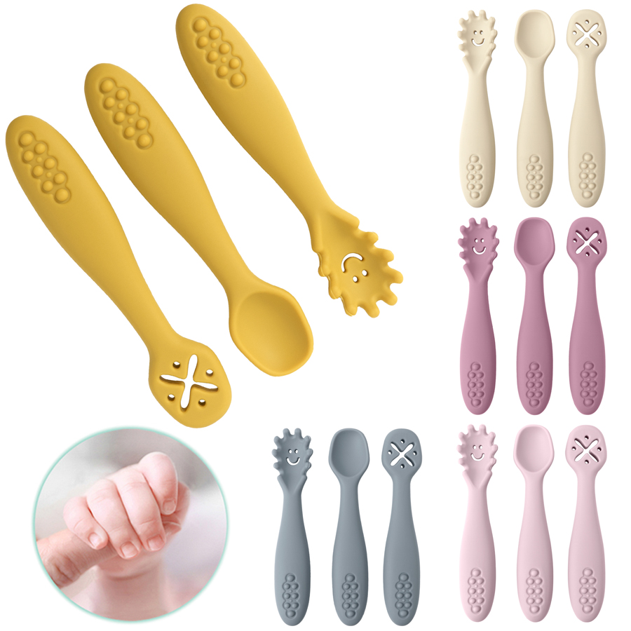 Baby Led Weaning Set - 3 Buah Sendok Garpu Silikon untuk
