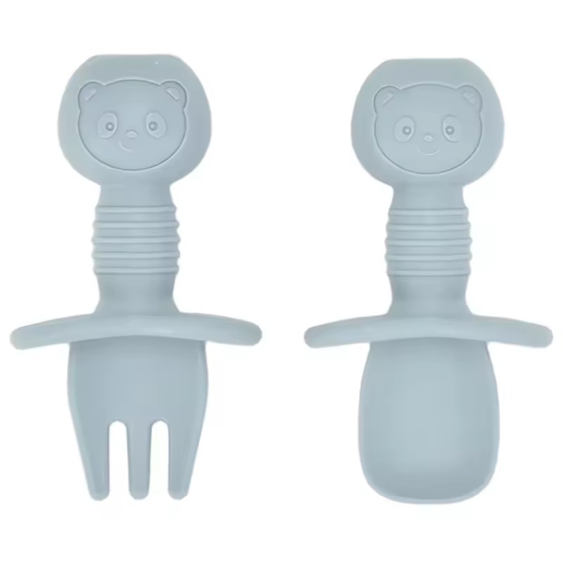 Baby Led Weaning Set - 2 Buah Sendok Garpu Silikon Gagang