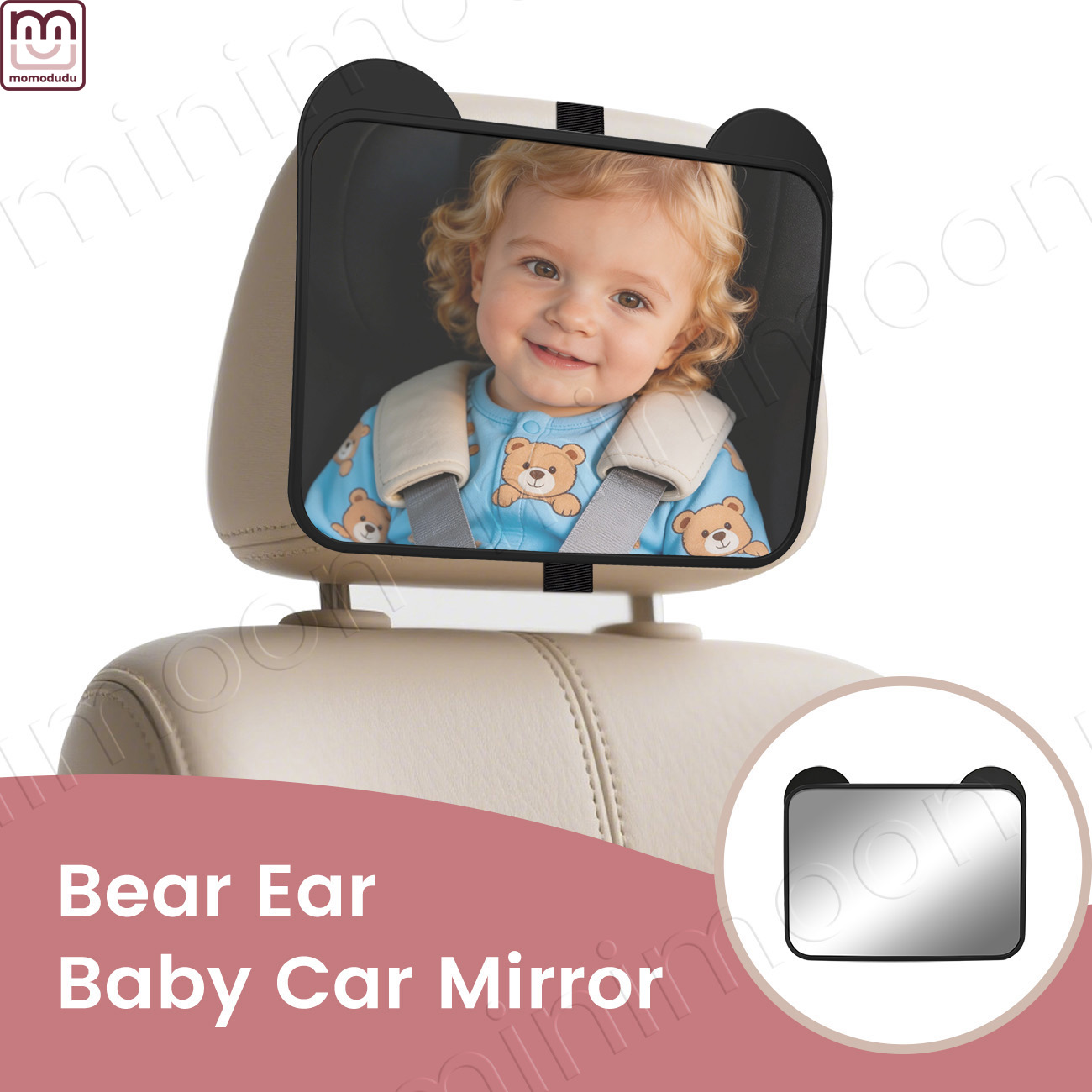 Baby Monitor Sensor - Cermin Kursi Mobil dengan Telinga Beruang