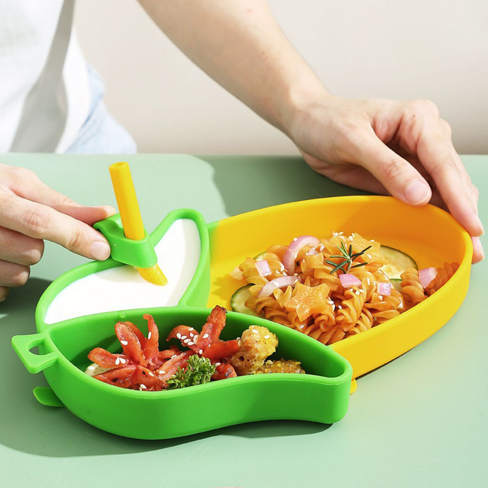 Baby Led Weaning Set - Set Piring Hisap Silikon Kartun Lucu