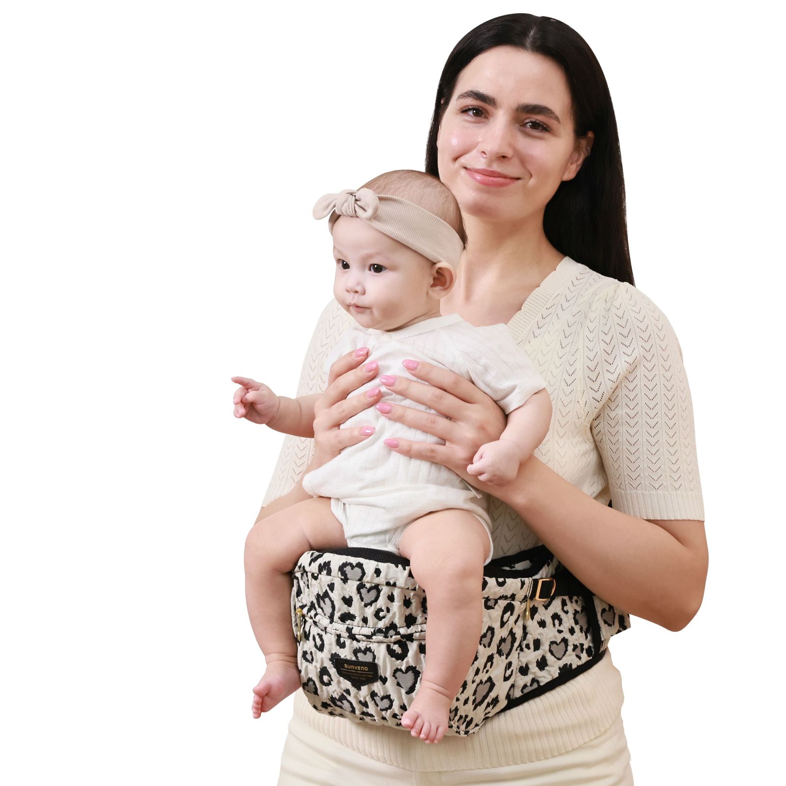 Ergonomic Baby Carrier - SUNVENO gendongan bayi, motif macan tutul,