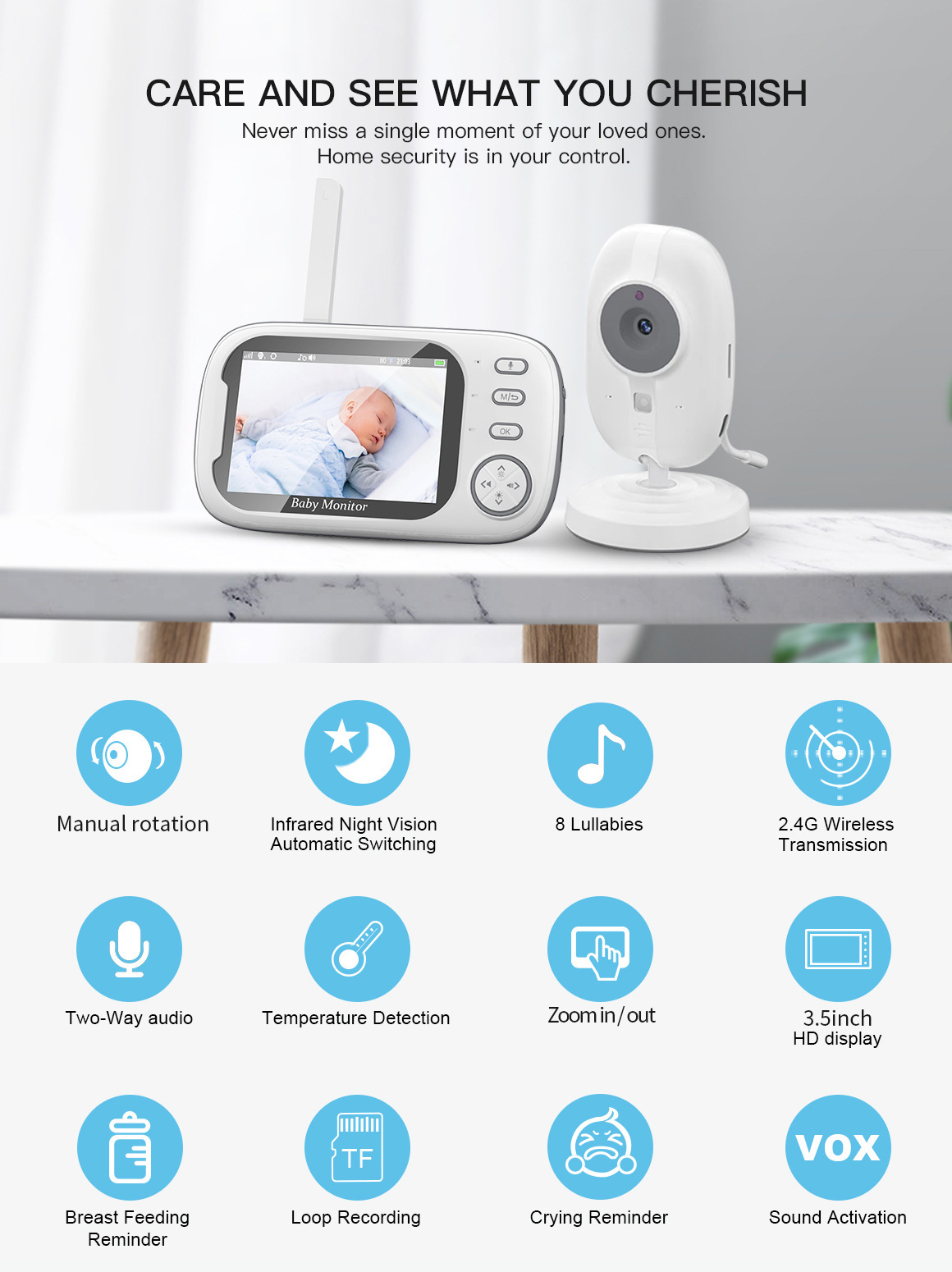 HTMCK Monitor Bayi 3.5 Inci de - Baby Monitor Sensor ulasan dan harga